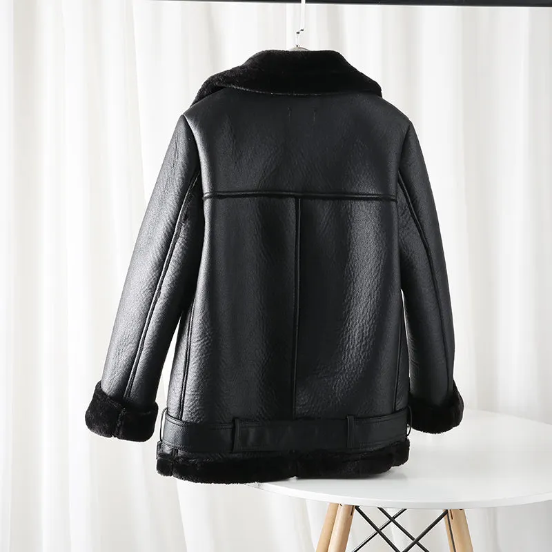 2023 Fall Winter womens Coat extra thick warm and extra thick lamb feather rider jacket