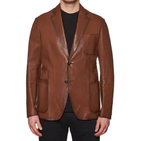 BERLUTI Paris Brown Patina Leather 2 Button Unlined Jacket Blazer EU 50 US 40