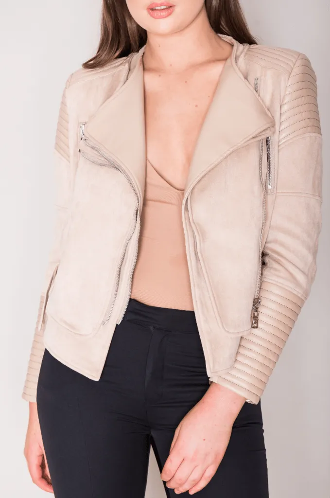 Bessy Biker Moto Jacket - Nude