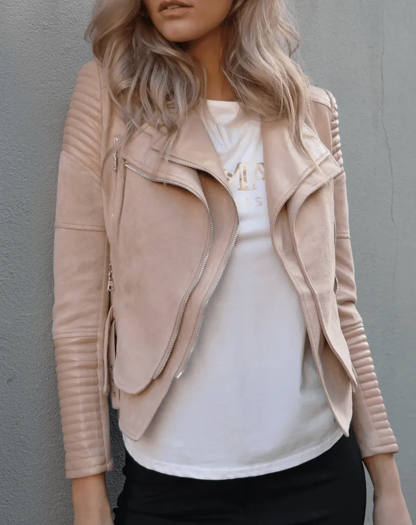 Bessy Biker Moto Jacket - Nude