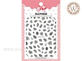 Black Leaves Adhesive Nail Art Sticker - 1 pc (HAXX-075)