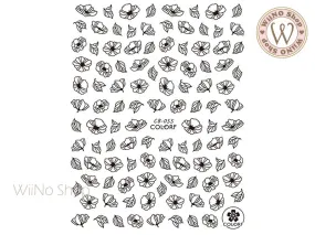 Black Primrose Flower Adhesive Nail Art Sticker - 1 pc (CB-055B)