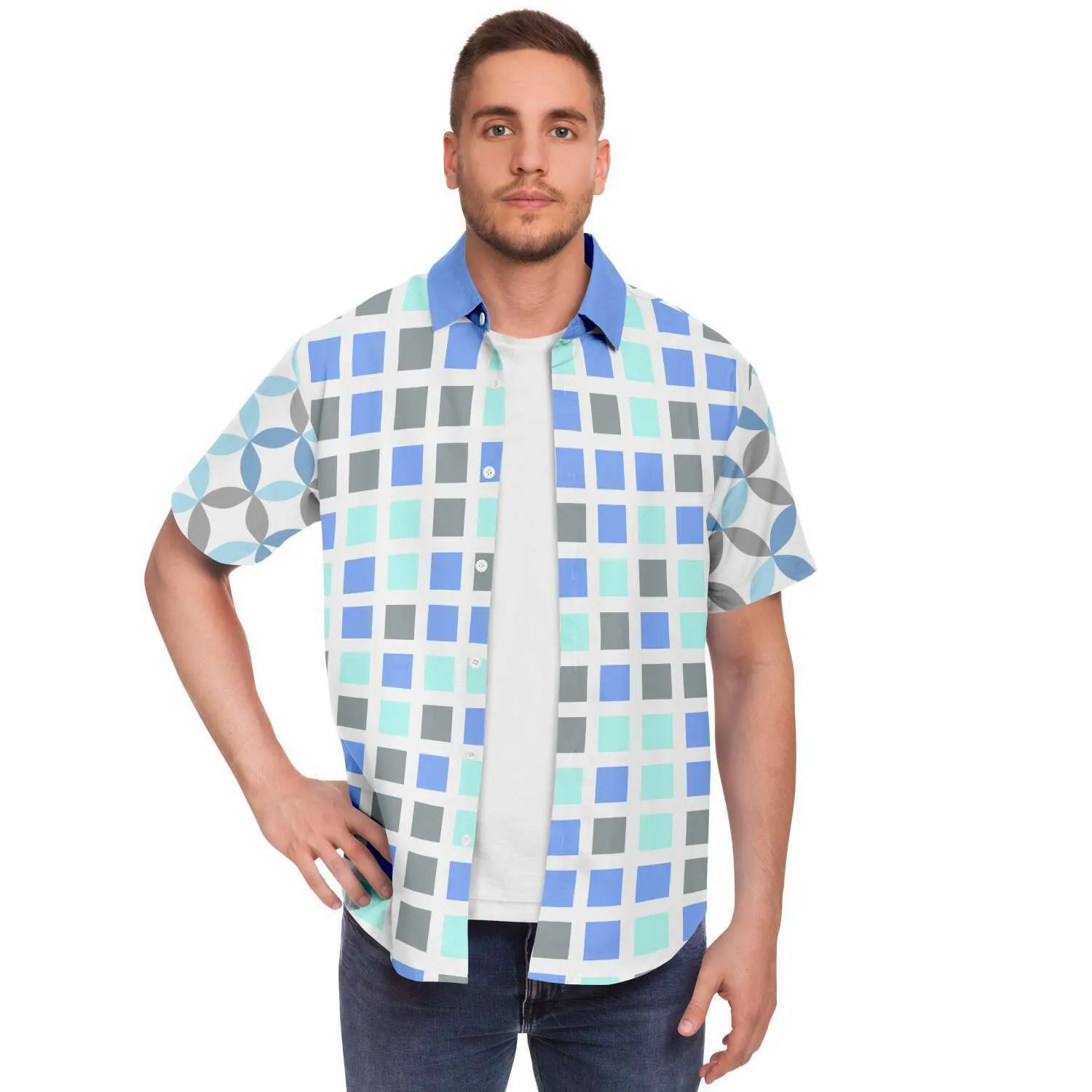 Blue Skies Ahead Short Sleeve Button Down Shirt