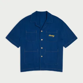 Cherry Club Button Up (Cobalt)