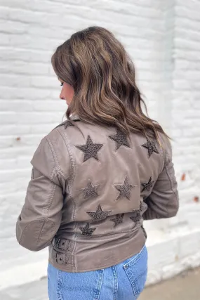 Christy Star Detail Leather Jacket