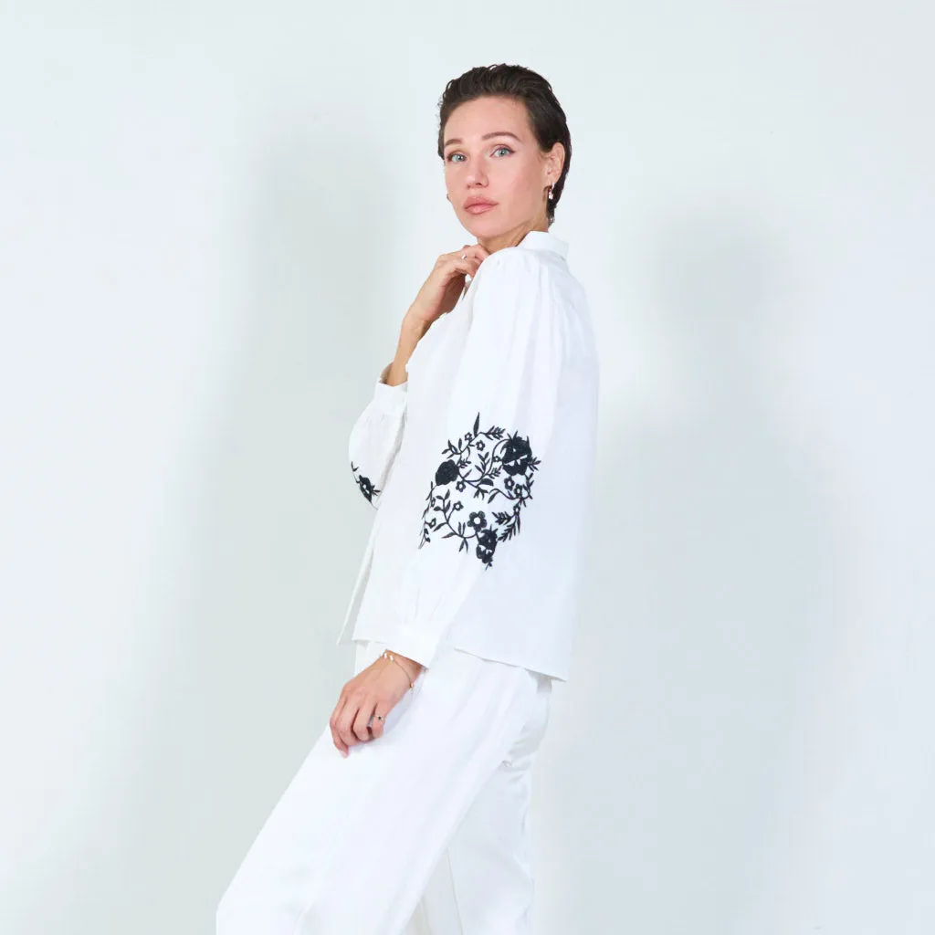 Classic button-down shirt with embroidery wholesale