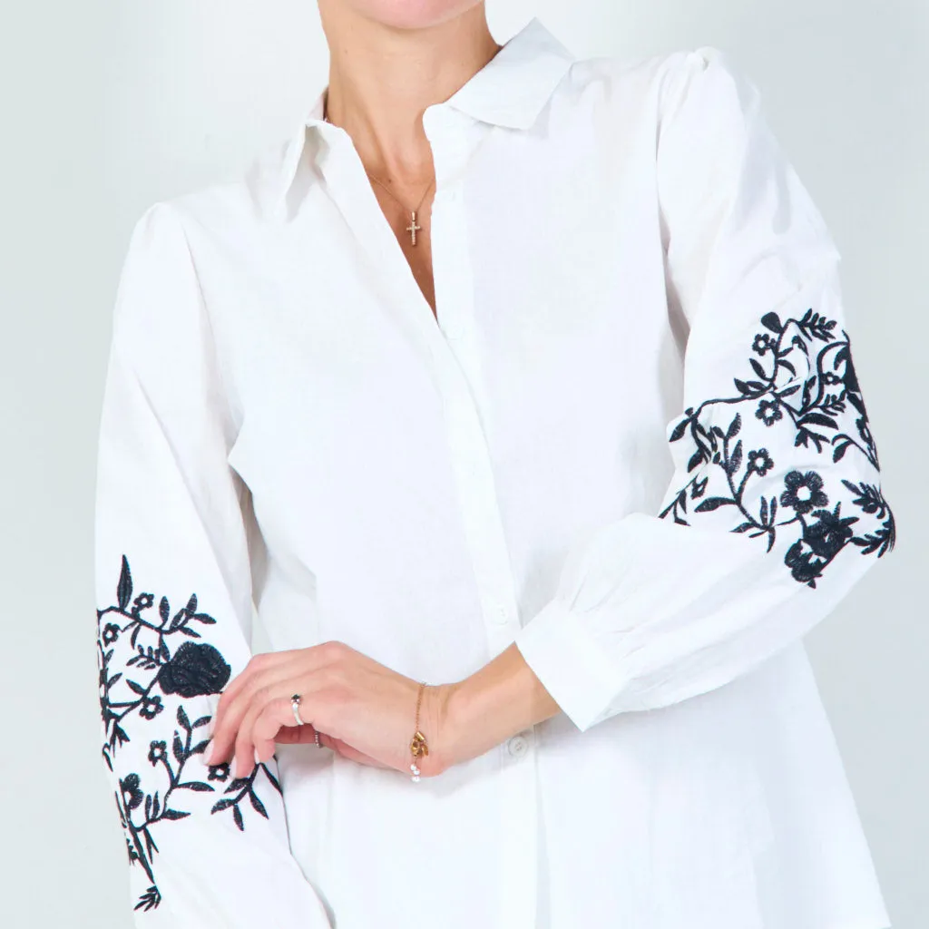 Classic button-down shirt with embroidery wholesale