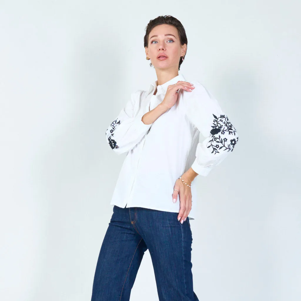 Classic button-down shirt with embroidery wholesale