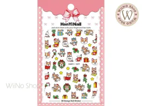 Cute Christmas Corgi Adhesive Nail Art Sticker - 1 pc (HY-559)