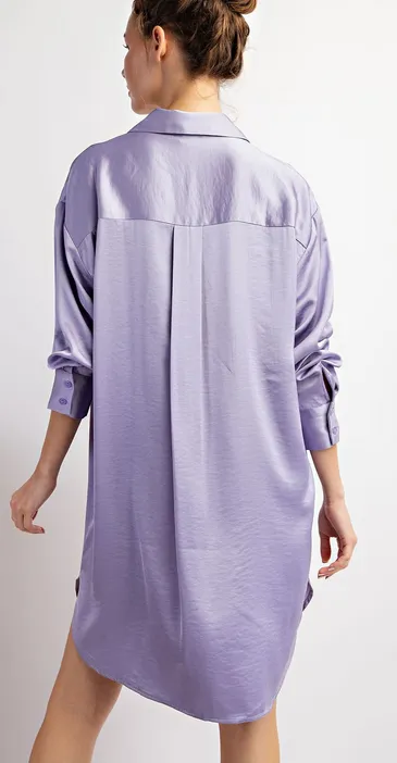 Dahlia Button Down Mini Dress in Lilac