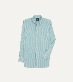 Dark Green Bengal Stripe Cotton Poplin Button-Down Shirt