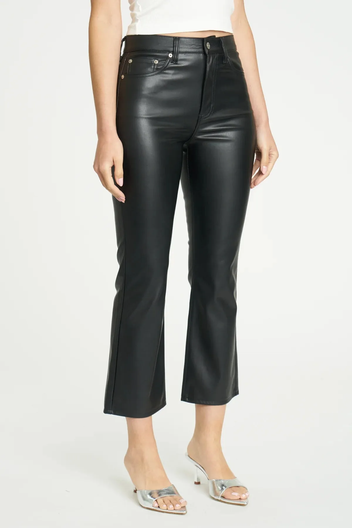 Daze Shy Girl Faux Leather Crop Flare