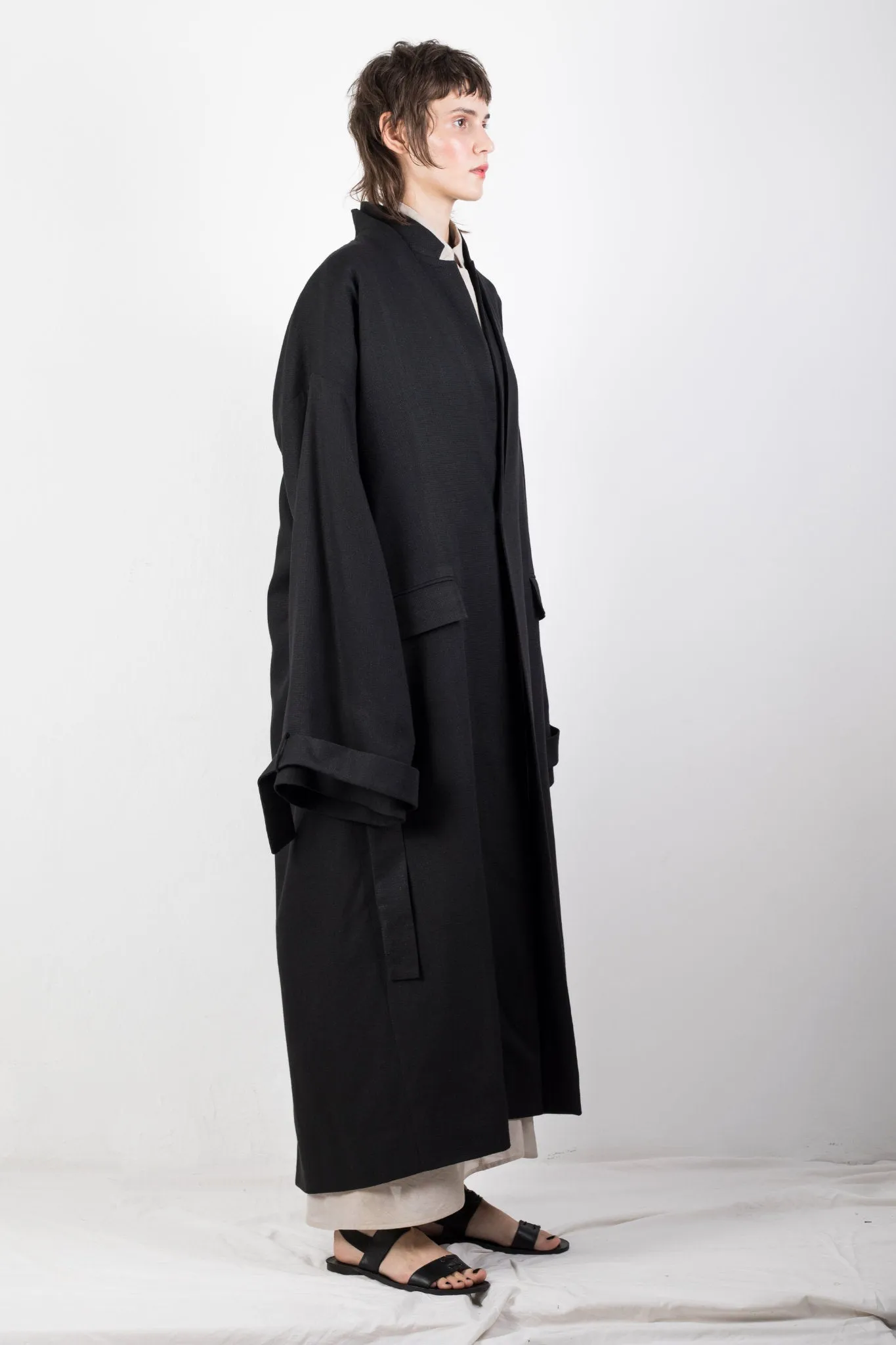 Double Collar Flax Coat