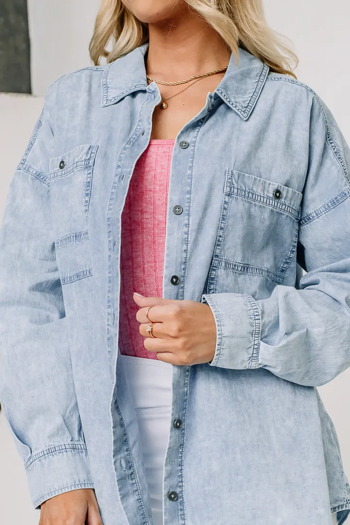 Down For Denim Button Up Top