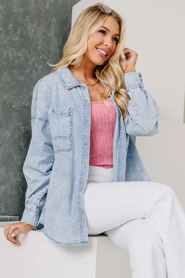 Down For Denim Button Up Top