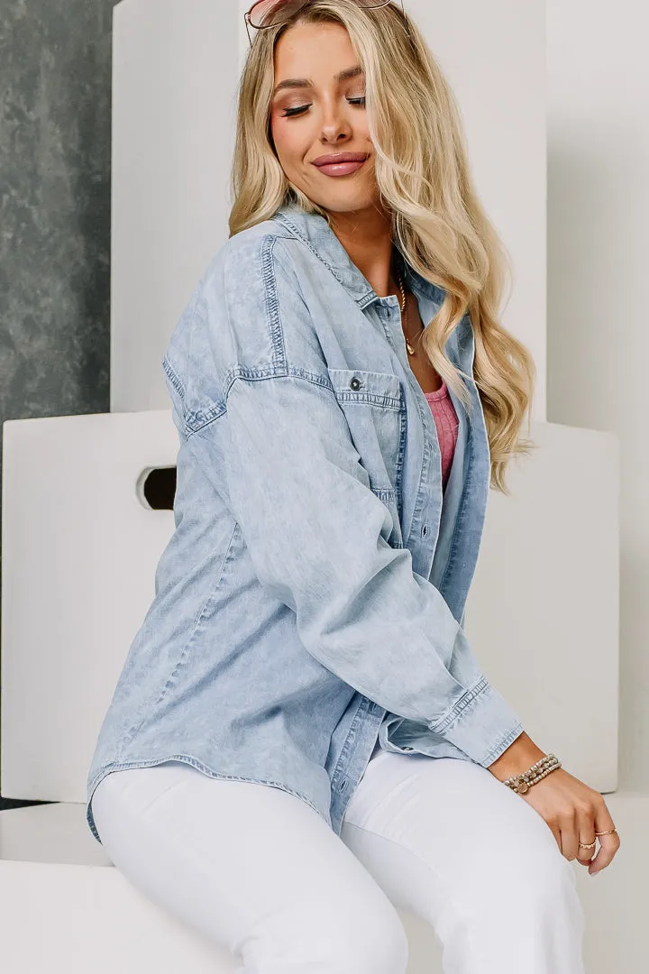 Down For Denim Button Up Top