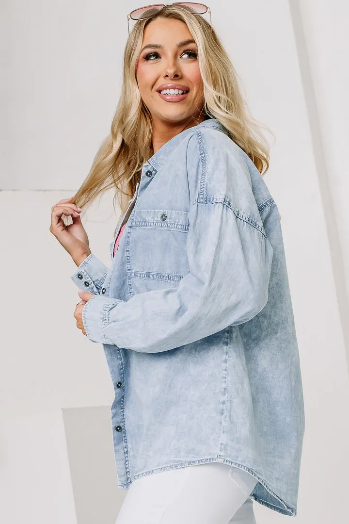 Down For Denim Button Up Top