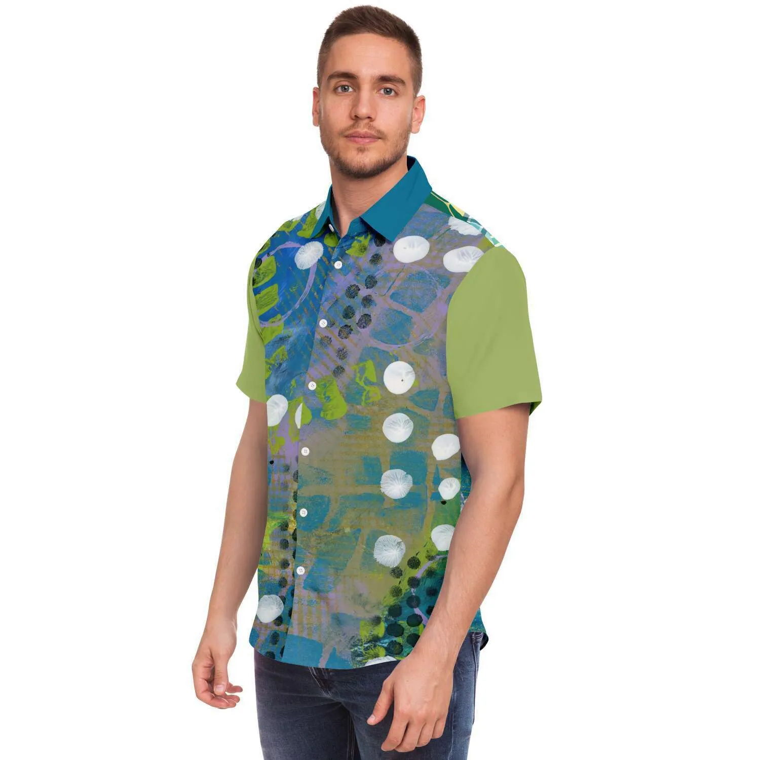 Dragonfly Abstract Print Button Down Shirt