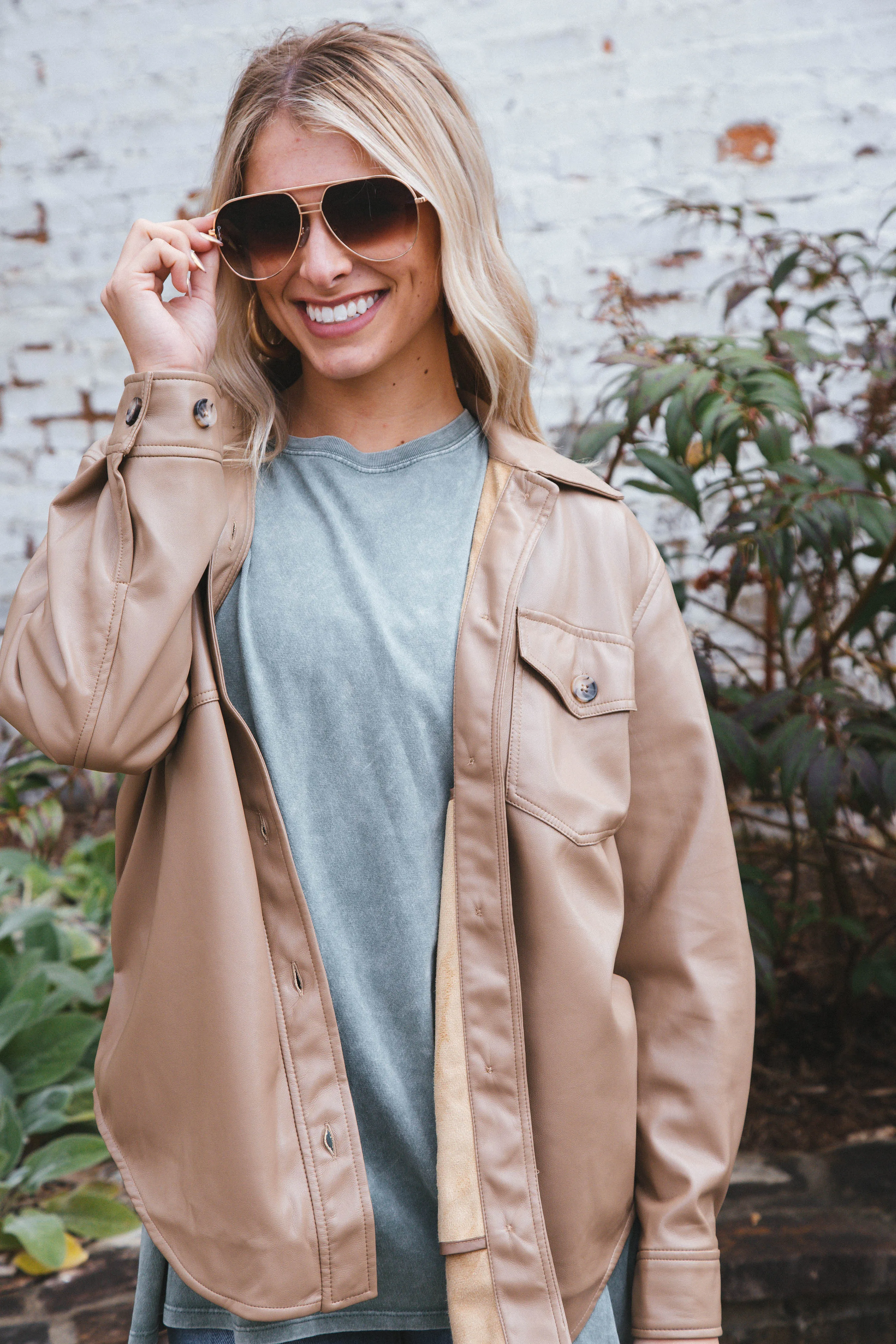 Eleanor Faux Leather Jacket, Tan | Velvet Heart