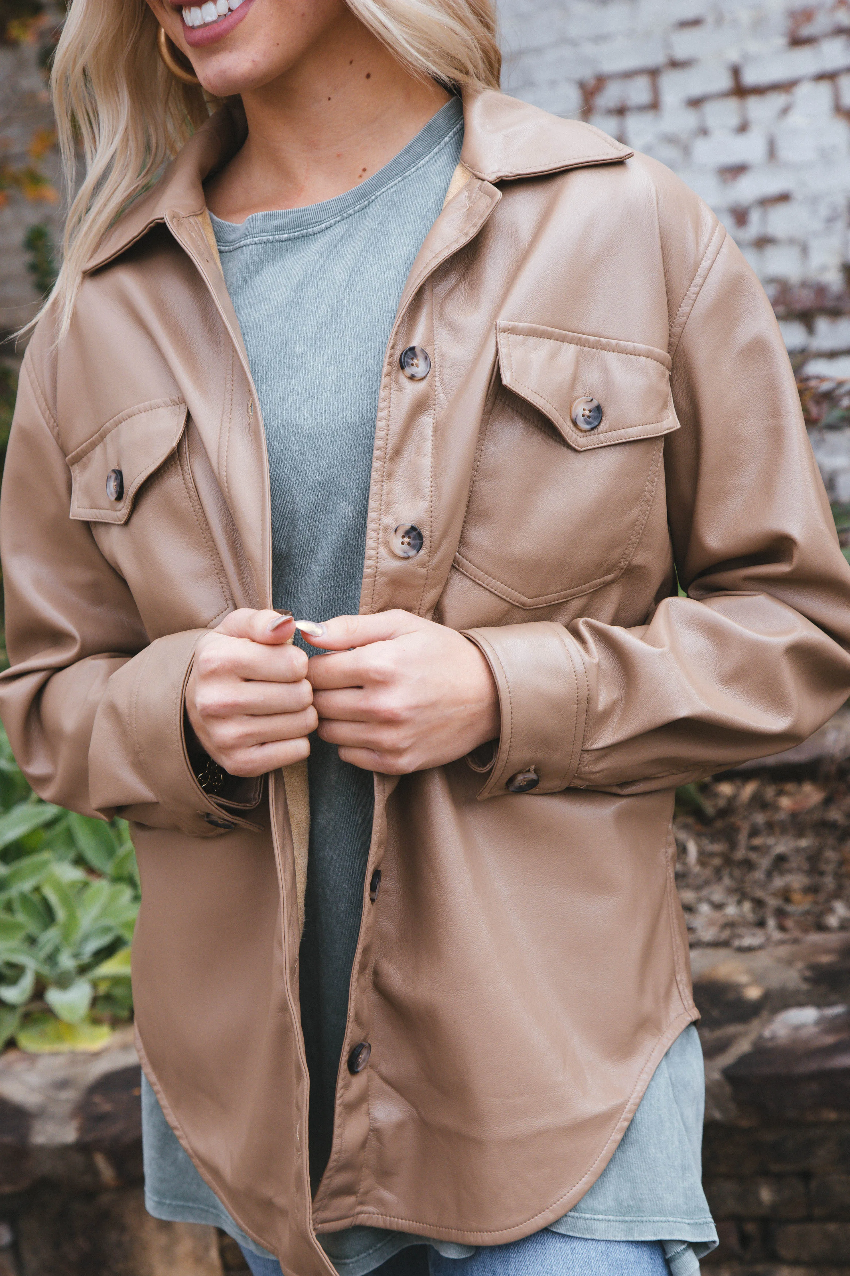 Eleanor Faux Leather Jacket, Tan | Velvet Heart