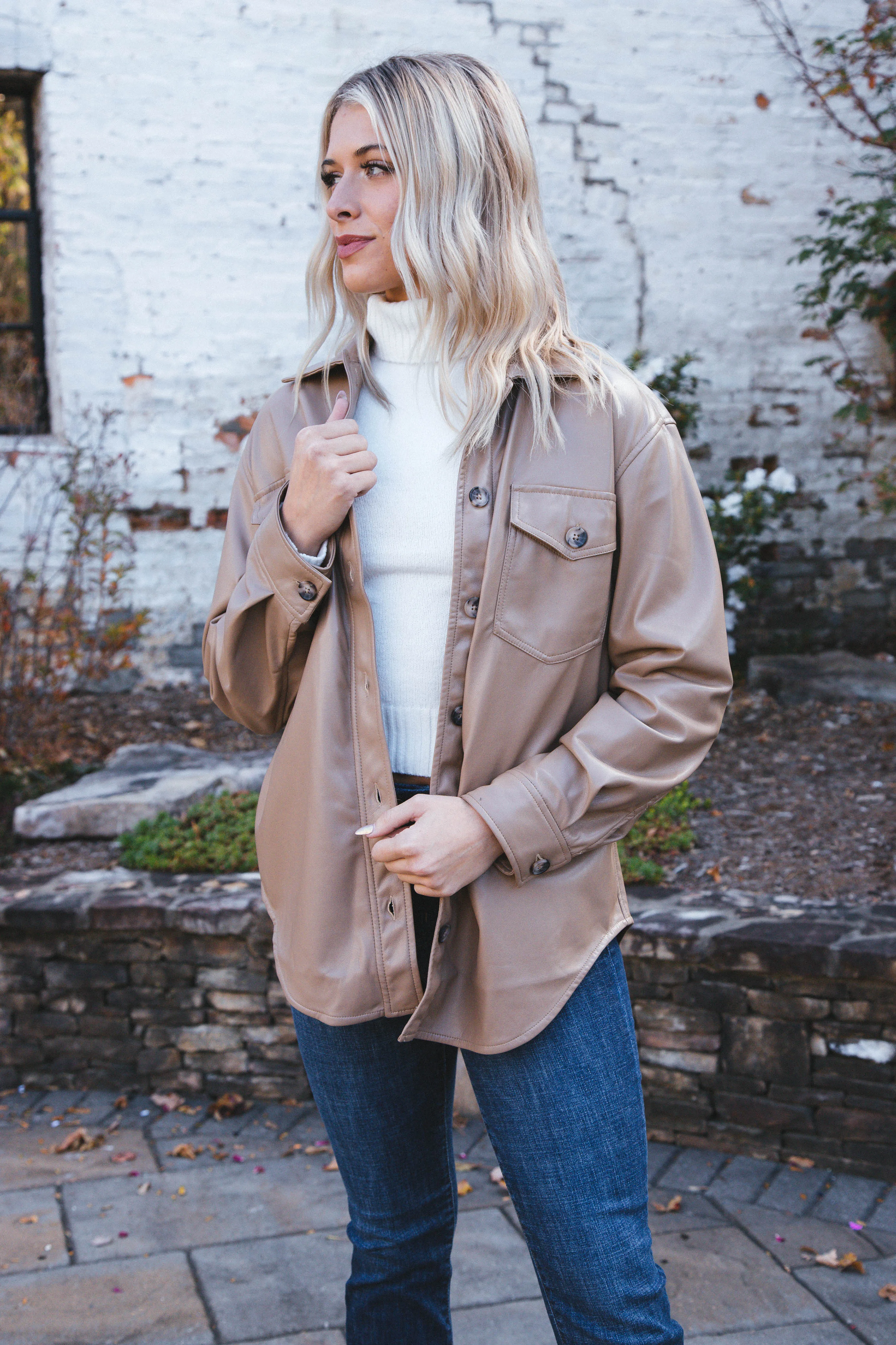 Eleanor Faux Leather Jacket, Tan | Velvet Heart