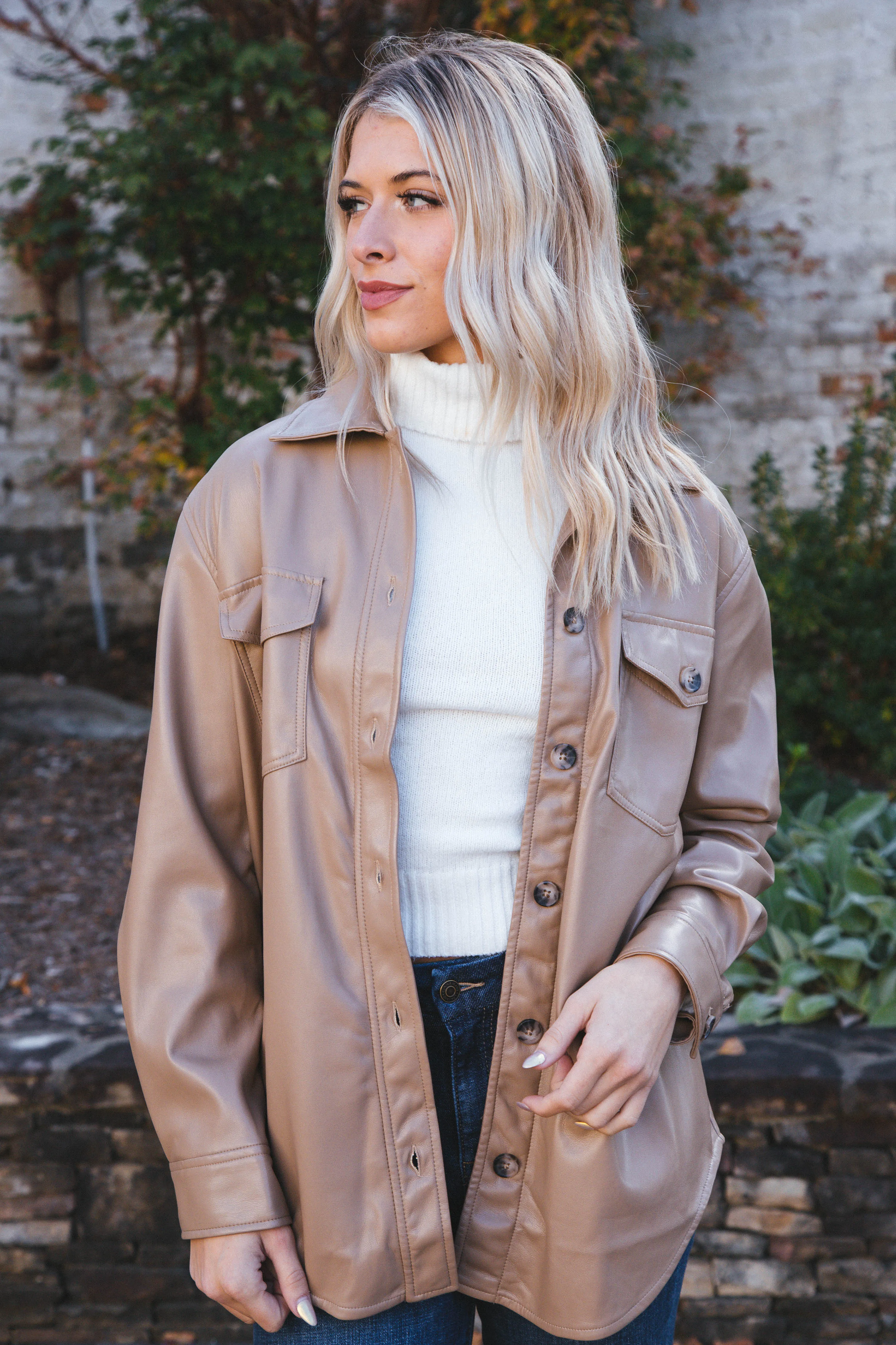 Eleanor Faux Leather Jacket, Tan | Velvet Heart