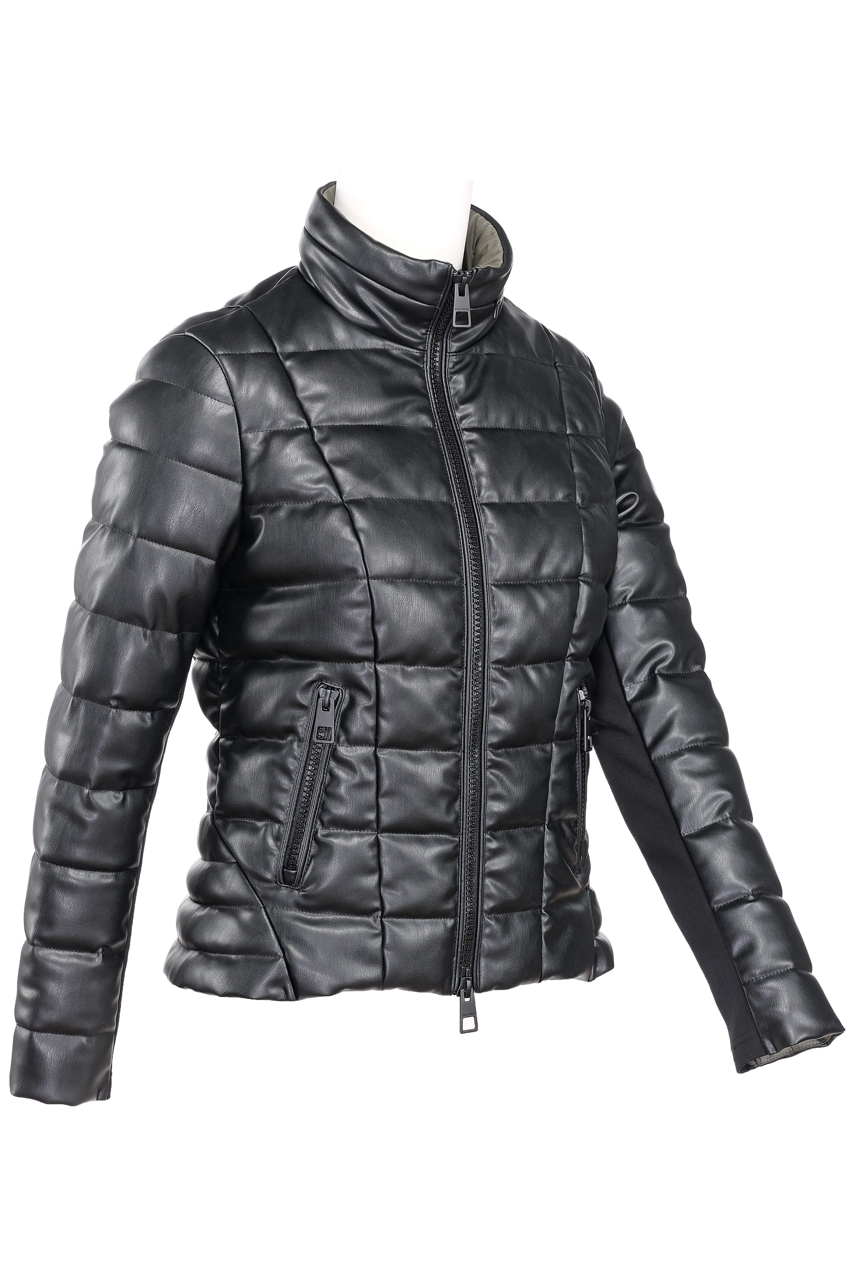 FARADAY II recycled vegan leather short puffer jacket black