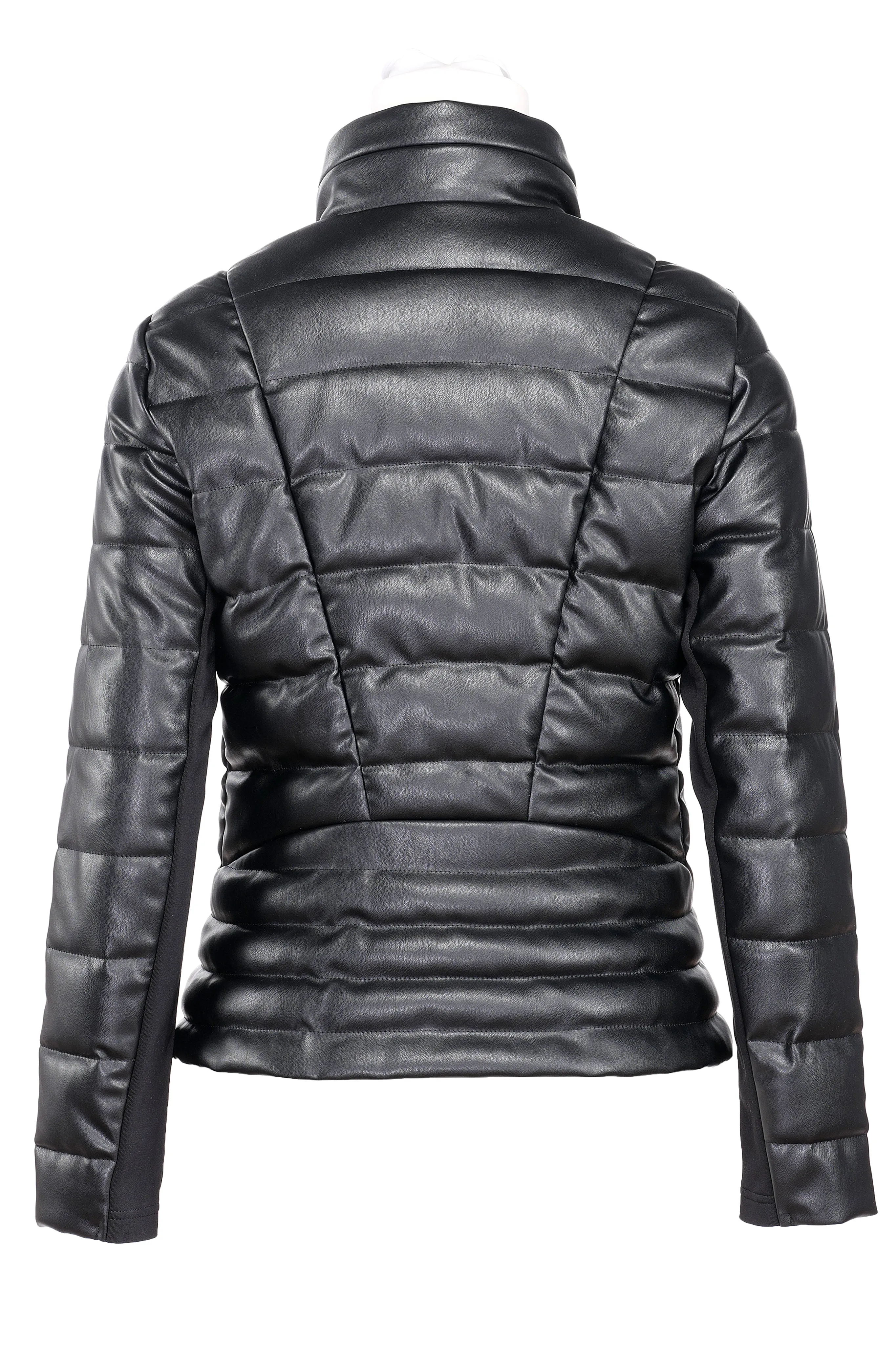 FARADAY II recycled vegan leather short puffer jacket black