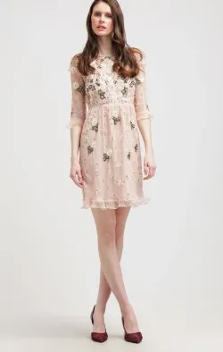 Floral Embroidered Pink Dress