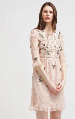 Floral Embroidered Pink Dress