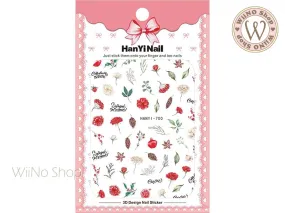 Flower Botanical Adhesive Nail Art Sticker - 1 pc (HY-700)