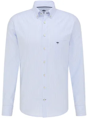 FYNCH HATTON Classic Oxford Hairline Stripe Shirt/Light Blue - New AW23