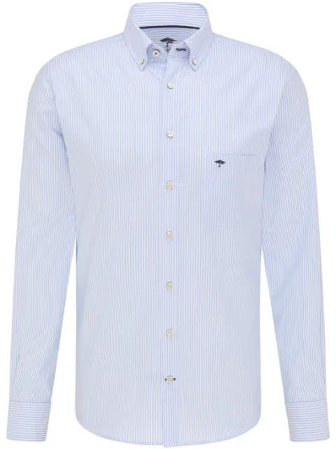 FYNCH HATTON Classic Oxford Hairline Stripe Shirt/Light Blue - New AW23