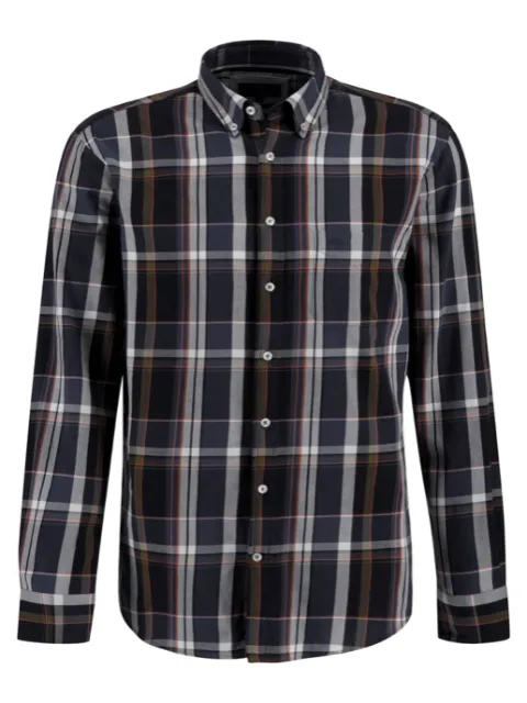 FYNCH HATTON Olive Check Shirt/Navy - AW23 SALE