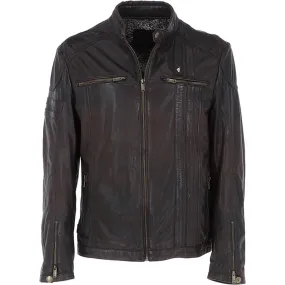 Gabicci Vintage McQueen Leather Jacket Brown