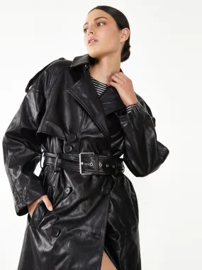 Glamorous Black Faux Leather Longline Trench Coat