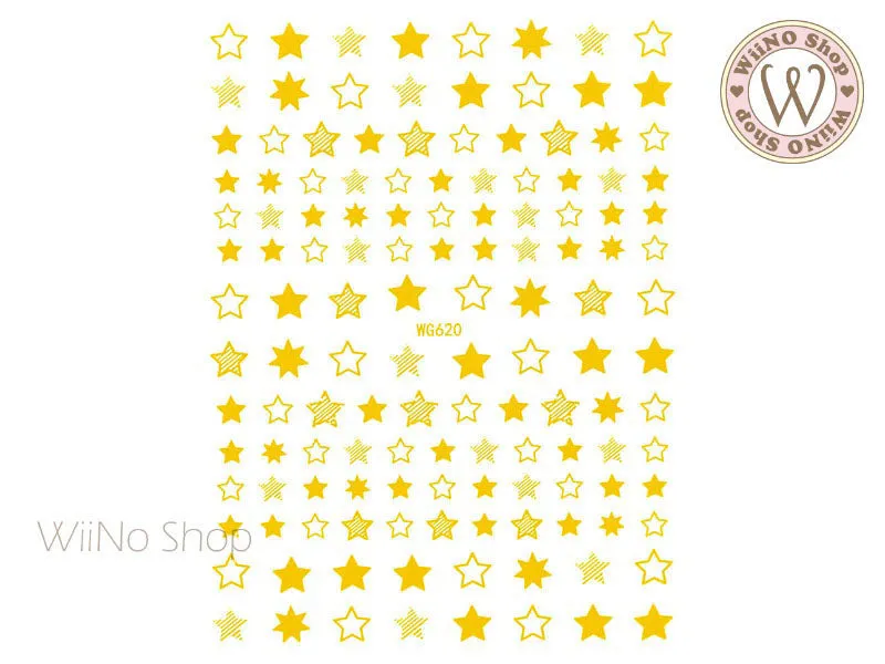 Gold Star Adhesive Nail Art Sticker - 1 pc (WG620G)