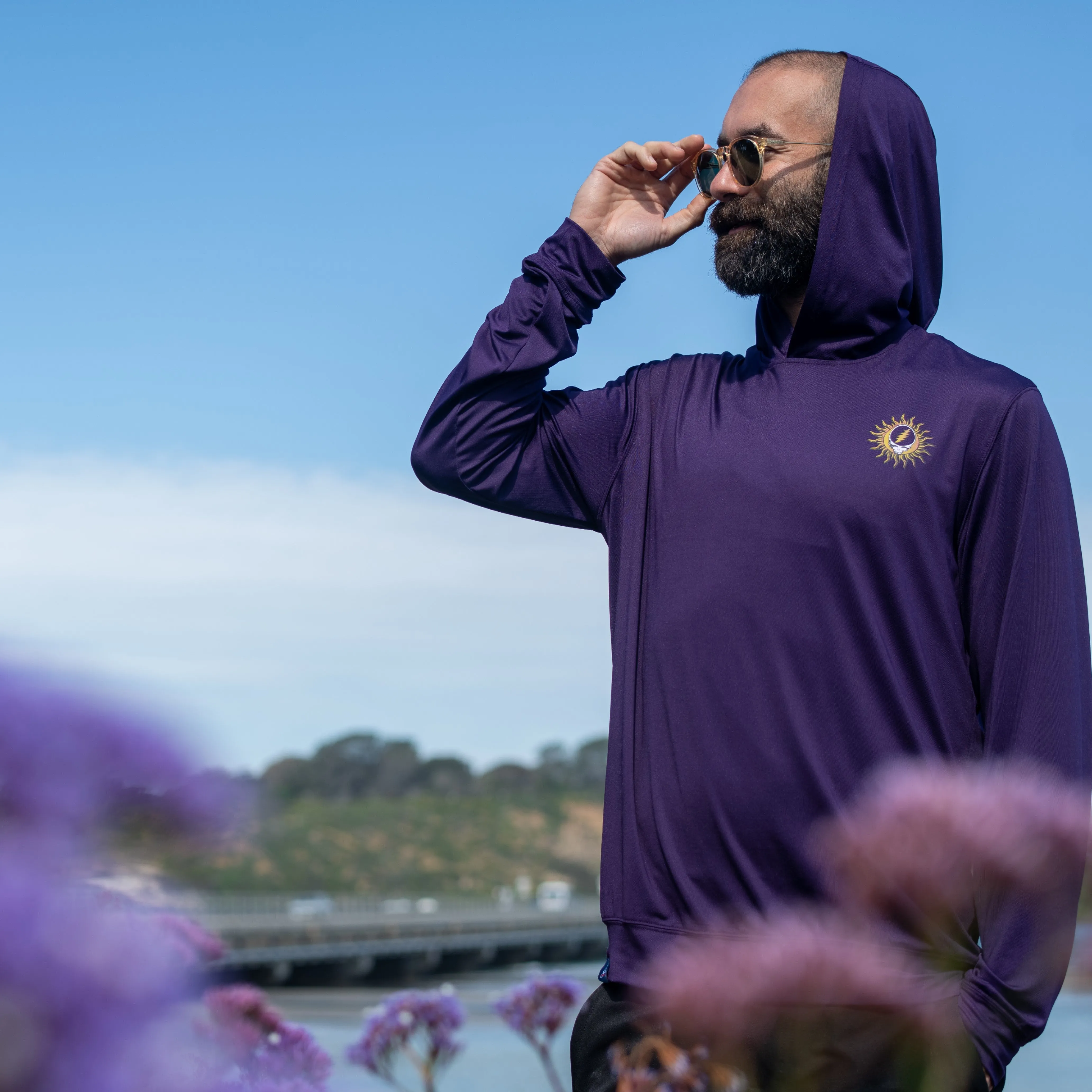 Grateful Dead | UPF 50 Hoodie | Sun and Swim Steal Your Face Hoodie Purple