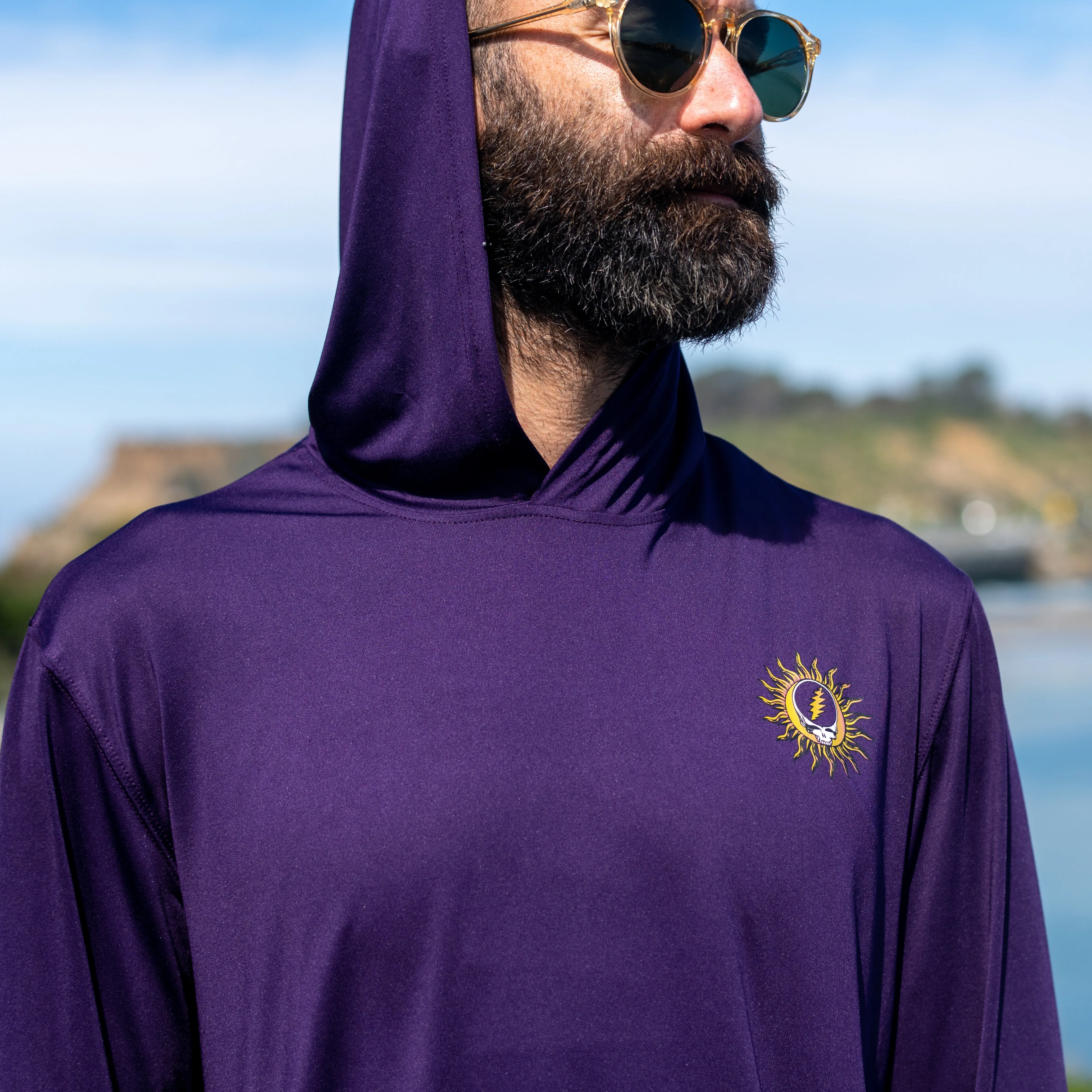 Grateful Dead | UPF 50 Hoodie | Sun and Swim Steal Your Face Hoodie Purple