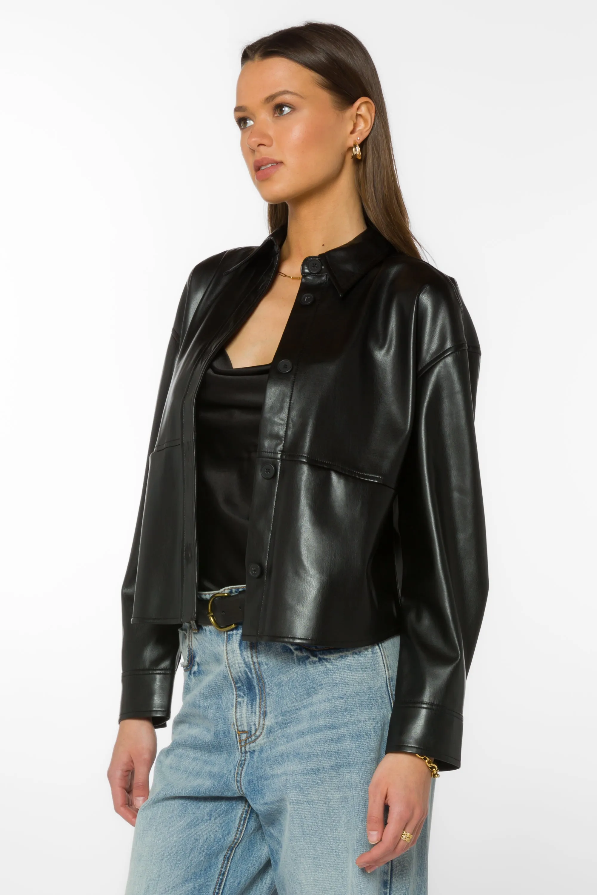 Halo Black Vegan Leather Jacket