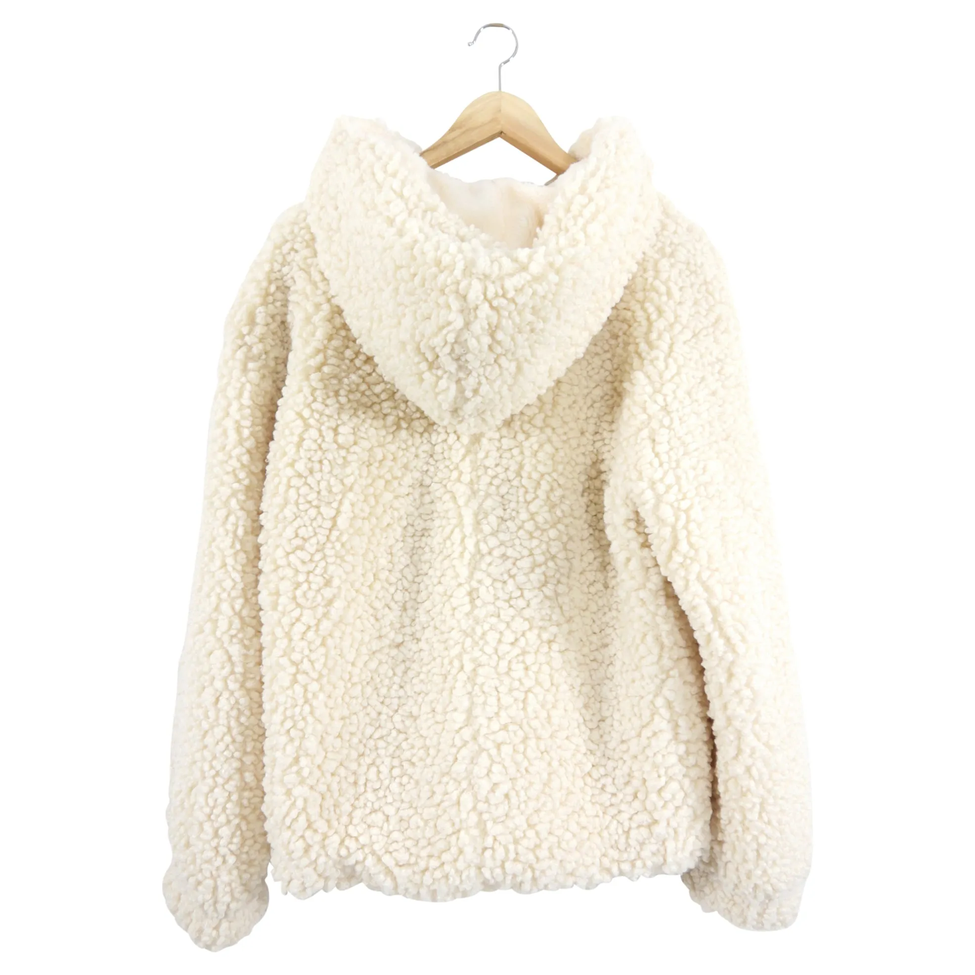 Helmut Lang Ivory Shearling Zip hoodie Jacket - S