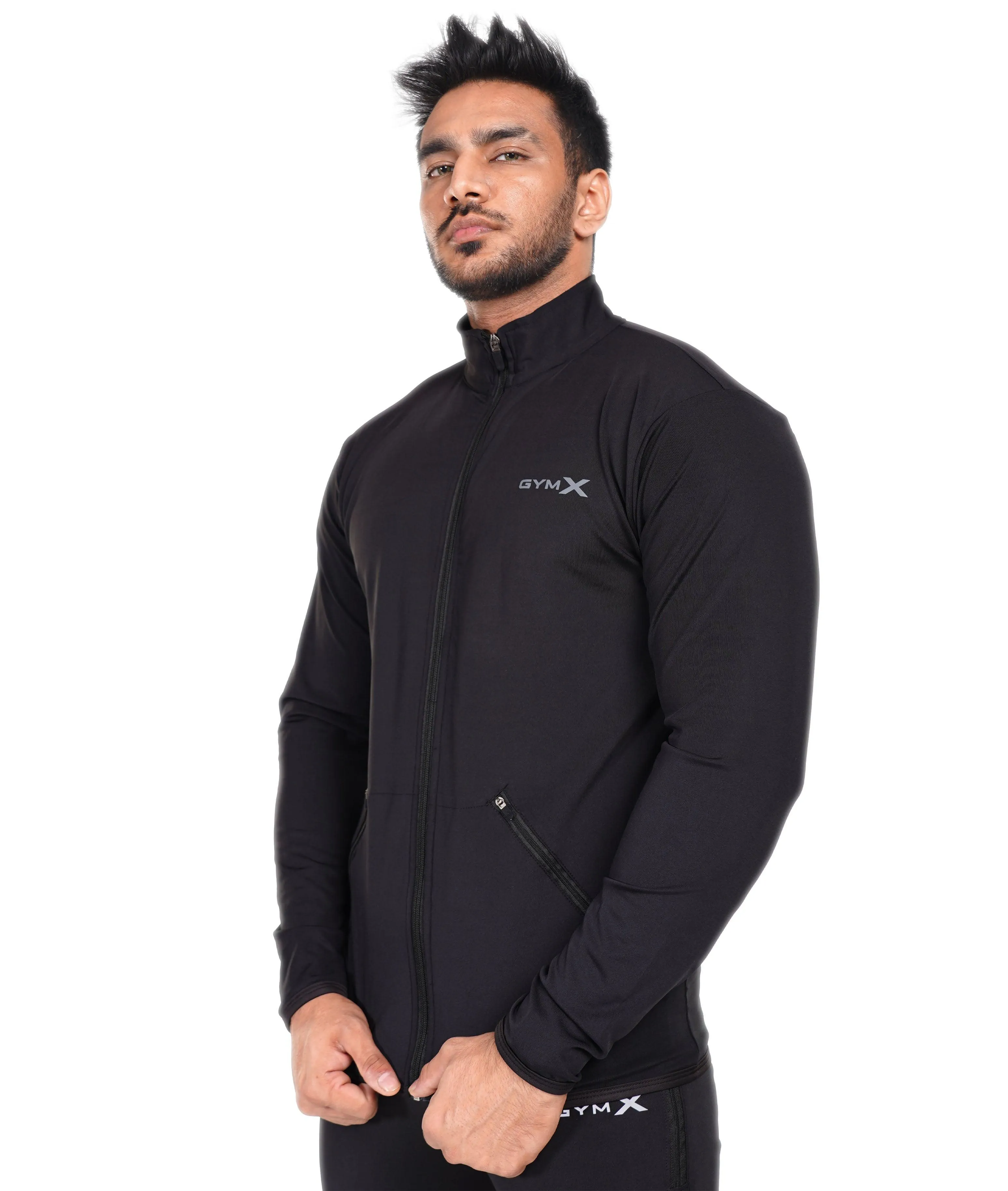 Jet Black GymX Windbreaker Summer Jacket (Dedicated Phone Pocket) - Sale