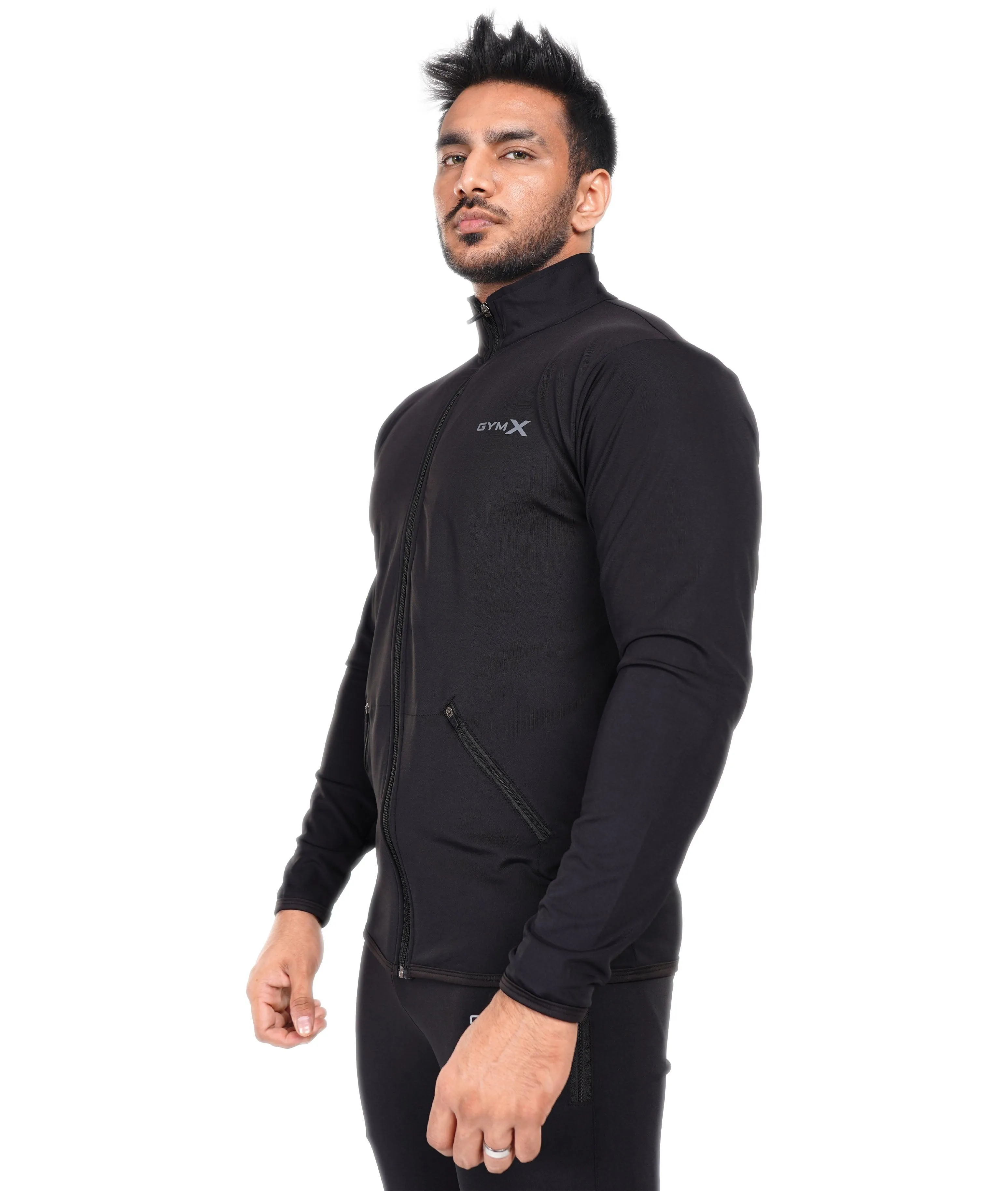 Jet Black GymX Windbreaker Summer Jacket (Dedicated Phone Pocket) - Sale