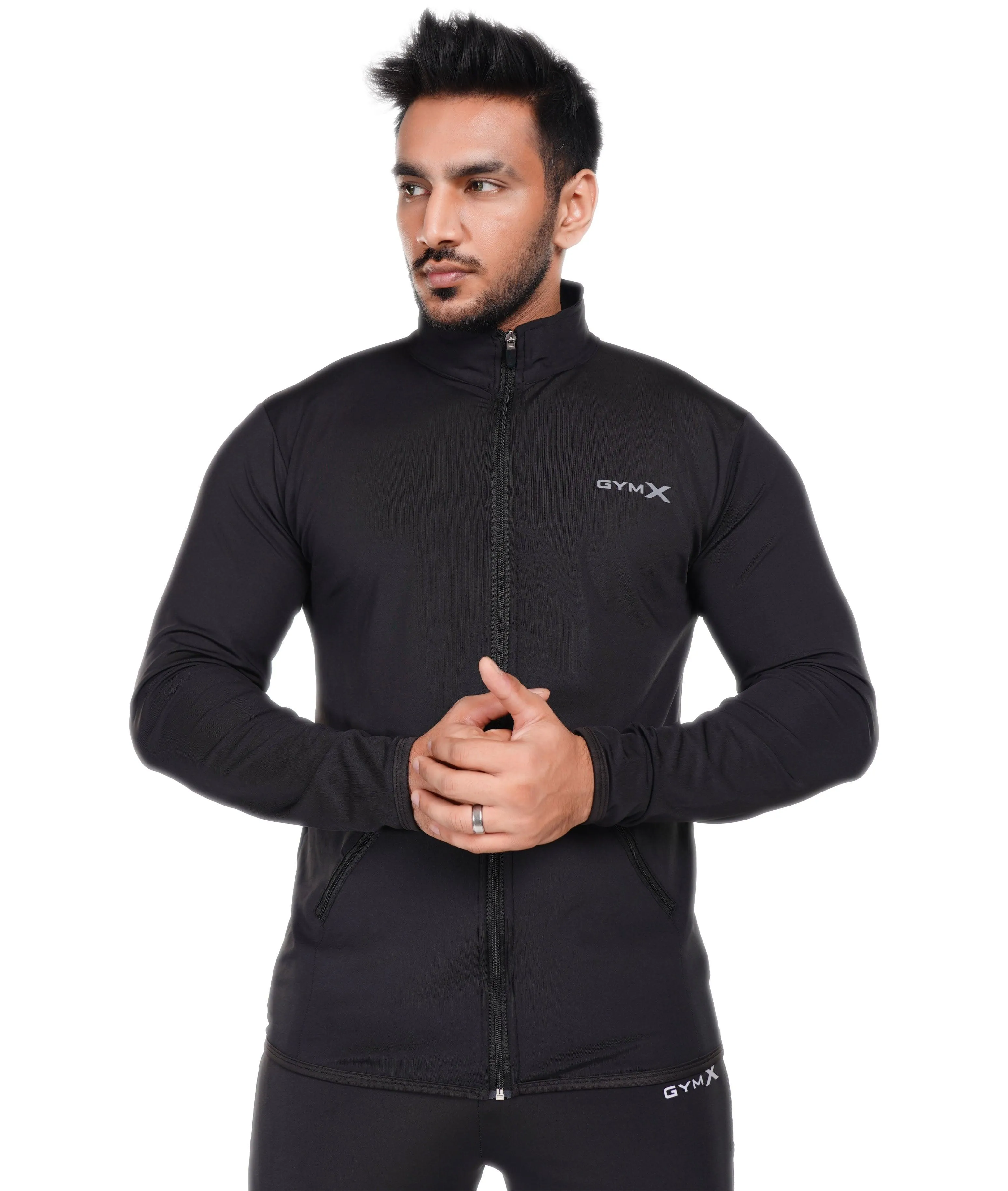 Jet Black GymX Windbreaker Summer Jacket (Dedicated Phone Pocket) - Sale