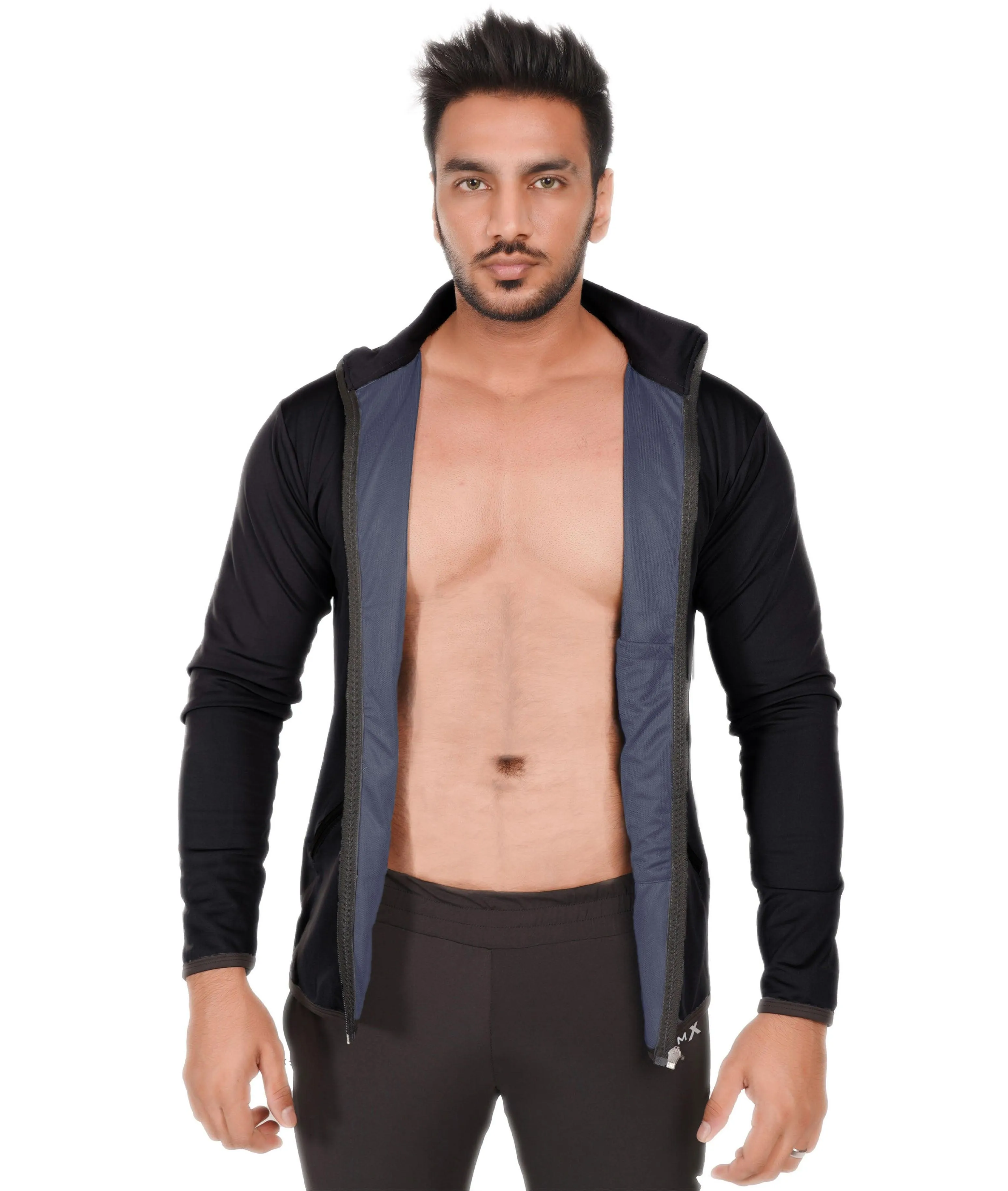 Jet Black GymX Windbreaker Summer Jacket (Dedicated Phone Pocket) - Sale