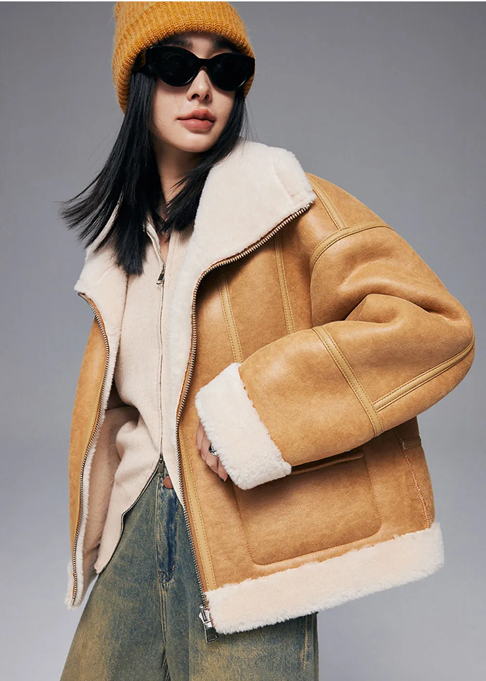 Jillian Wool Fur Leather Jacket