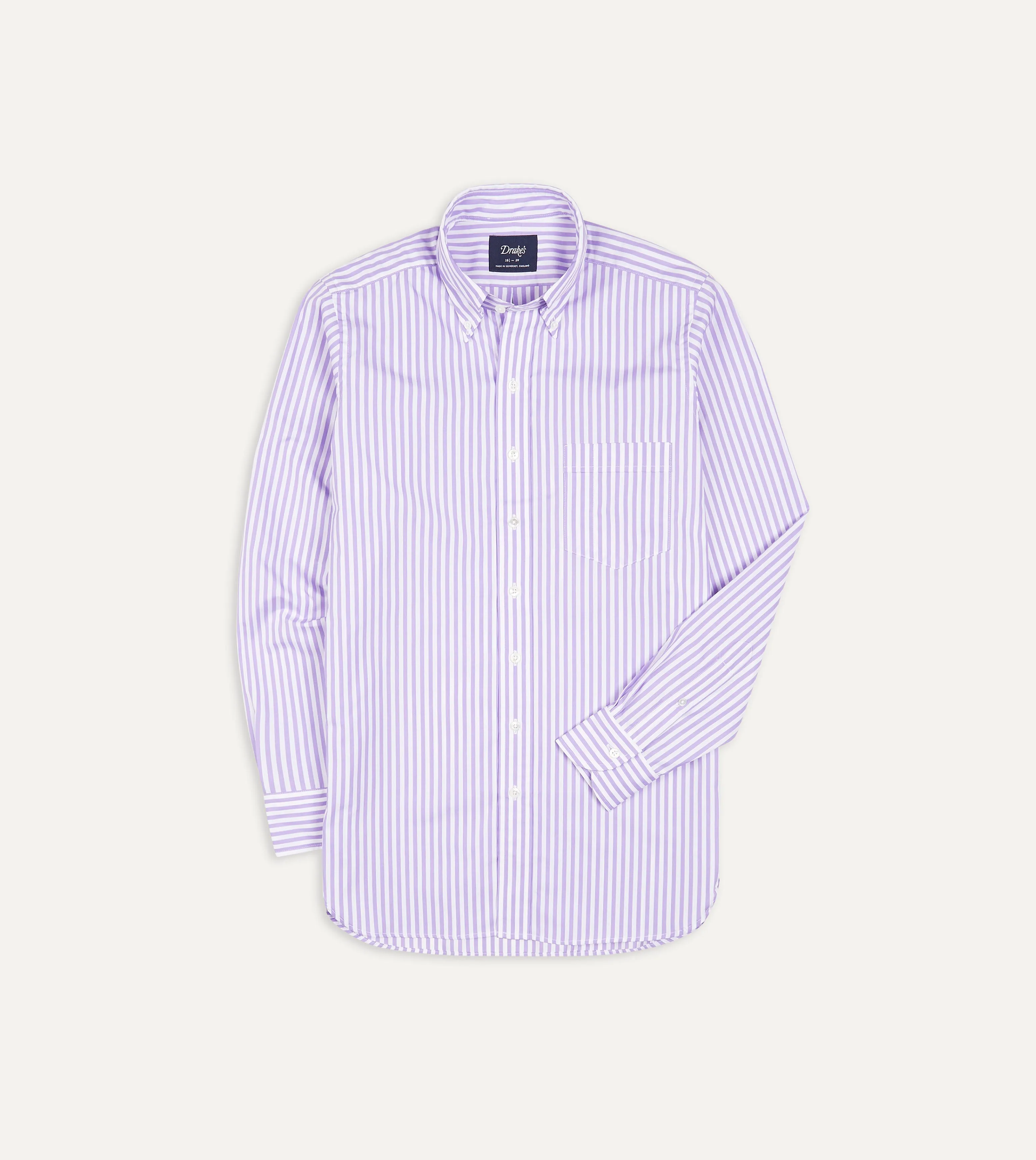 Lilac Bengal Stripe Cotton Poplin Button-Down Shirt