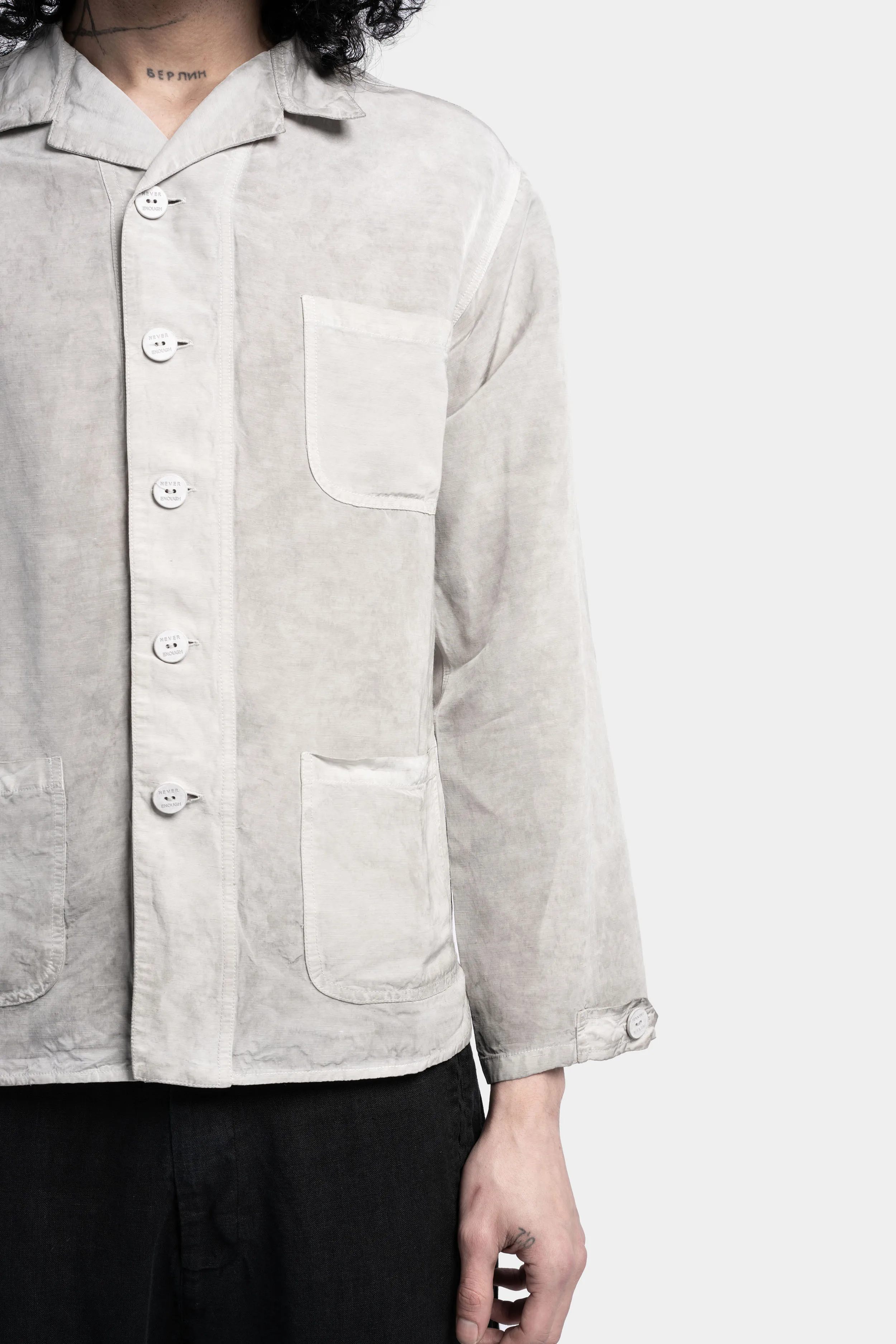 Linen blend button up jacket, Arena fade