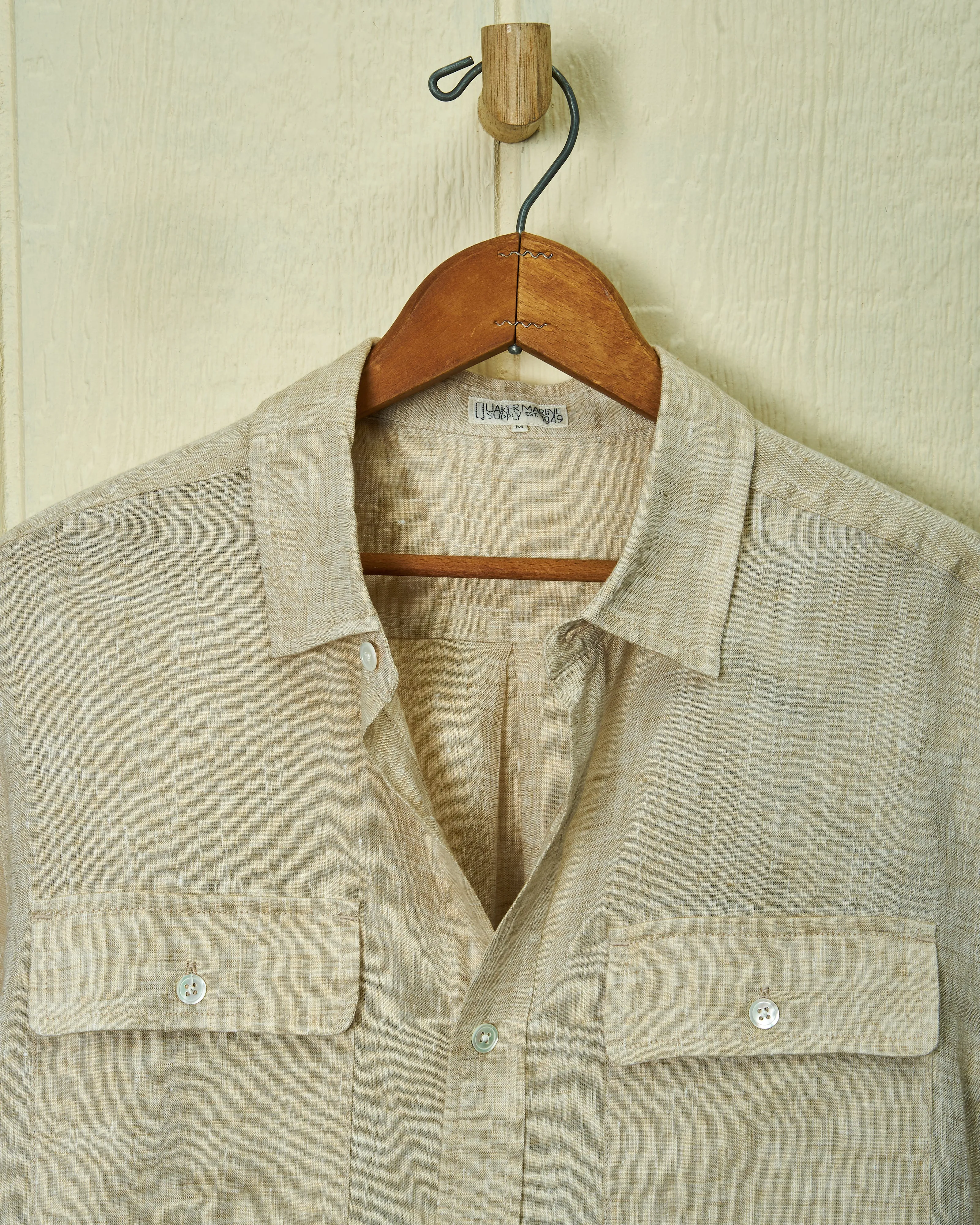 Linen Utility Shirt in Khaki