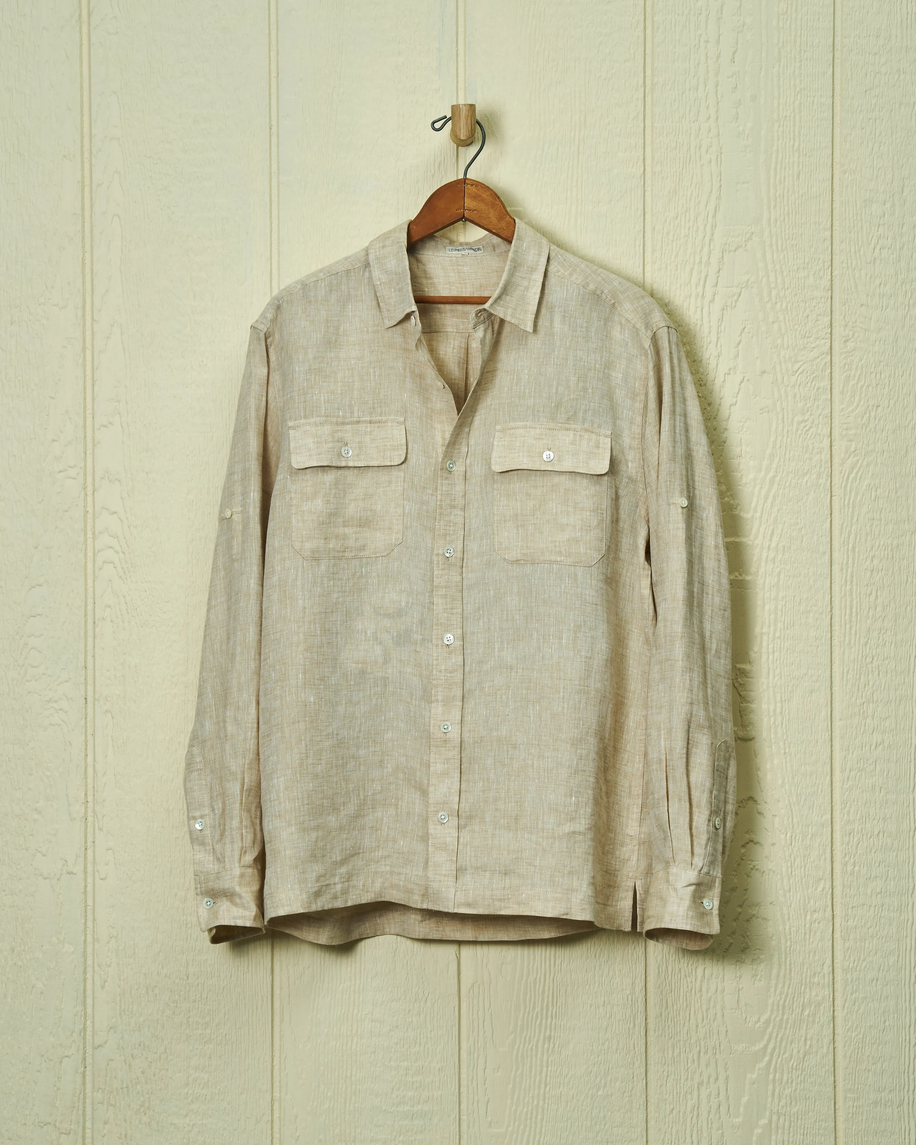 Linen Utility Shirt in Khaki